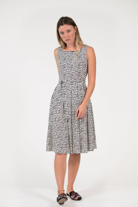 Violet Fish I Isabella Dress - White Rectangle