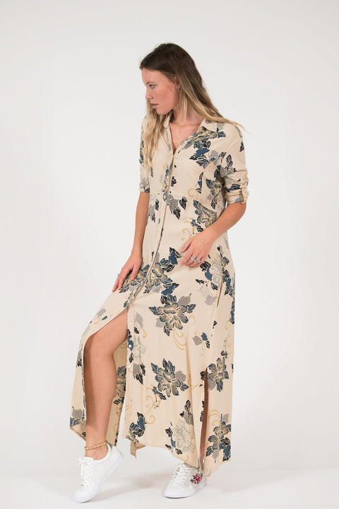 Violet Fish I George Dress - Slate Oriental print