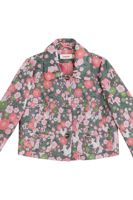 Louche London | Salut Fairytale Jacquard Cropped Jacket - Pink
