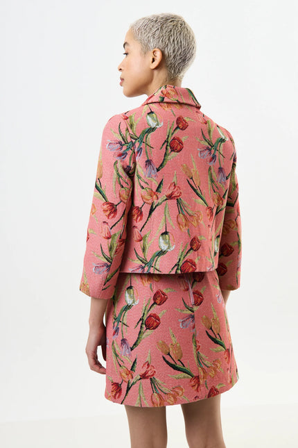 Salut Tulip Jacquard Short Jacket - Pink - Back