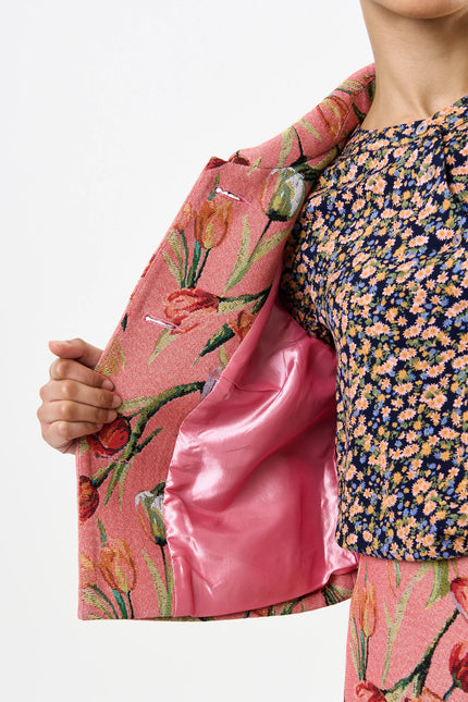 Salut Tulip Jacquard Short Jacket - Pink - Detail 1