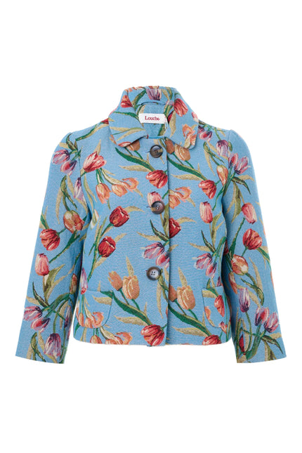 Salut Tulip Jacquard Short Jacket - Blue - Styled