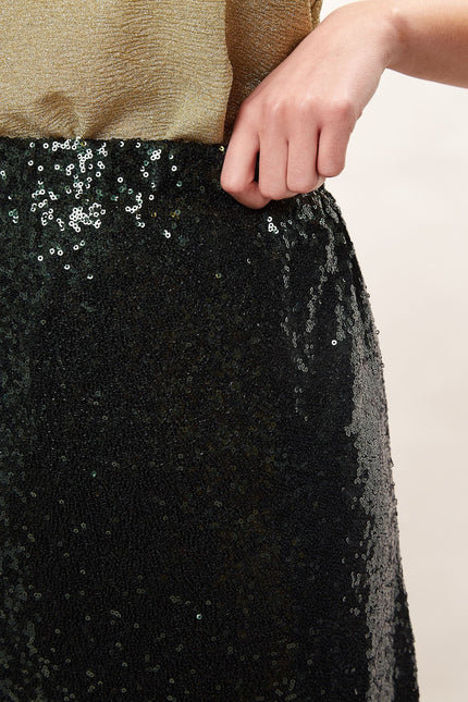 Louche Saro Sequin Midi Skirt - Green - Detail 1