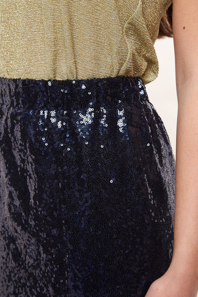 Louche Saro Sequin Midi Skirt - Navy - Detail 1