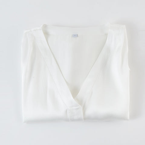 Soft Strokes Silk | Pearl White Soar Pyjamas Top