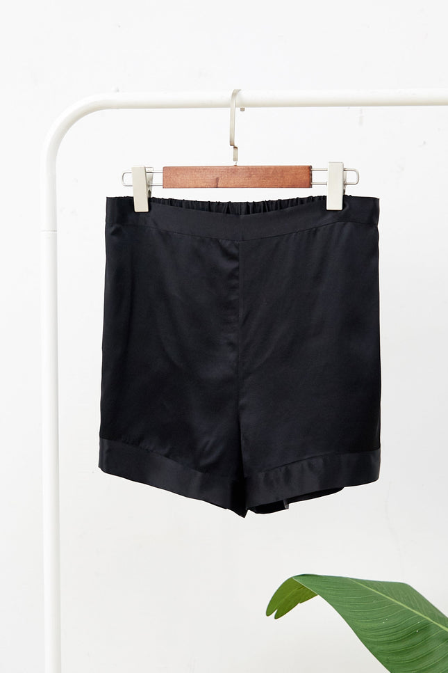 Soft Strokes Silk | Black Soar Pyjamas Shorts