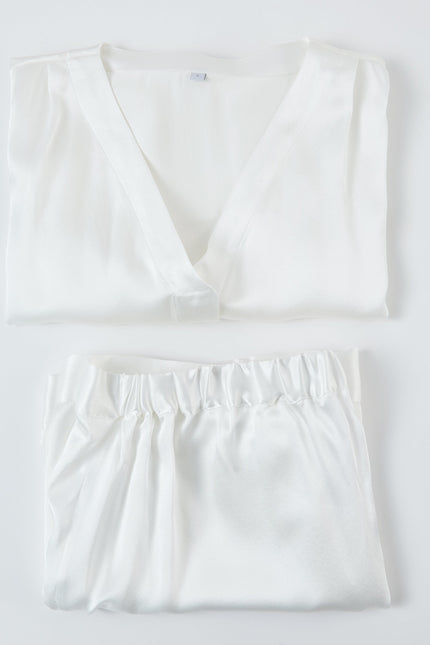 Soft Strokes Silk | Piżama top i spodenki Soar perłowo-białe