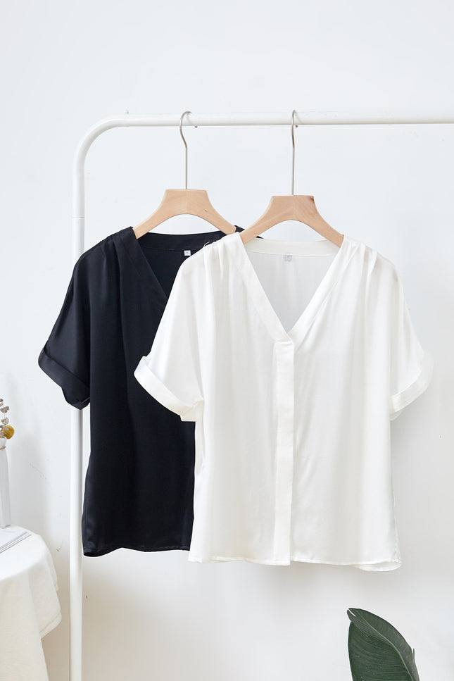 Soft Strokes Silk | Black Soar Top and Shorts Pyjamas Set