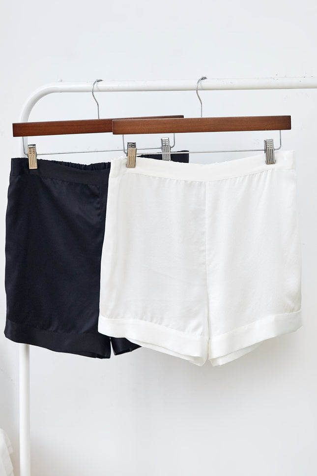 Soft Strokes Silk | Pearl White Soar Top and Shorts Pyjamas Set