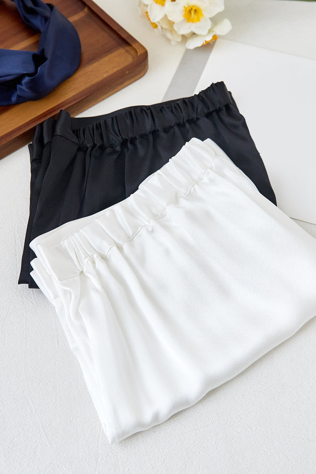 Soft Strokes Silk | Black Soar Top and Shorts Pyjamas Set