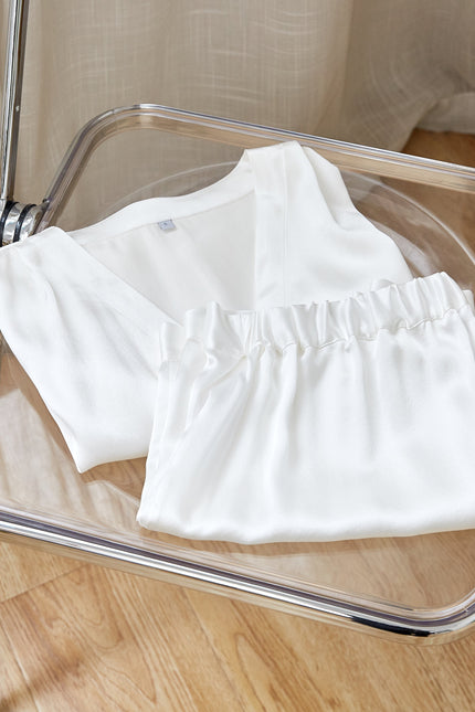 Soft Strokes Silk | Piżama top i spodenki Soar perłowo-białe