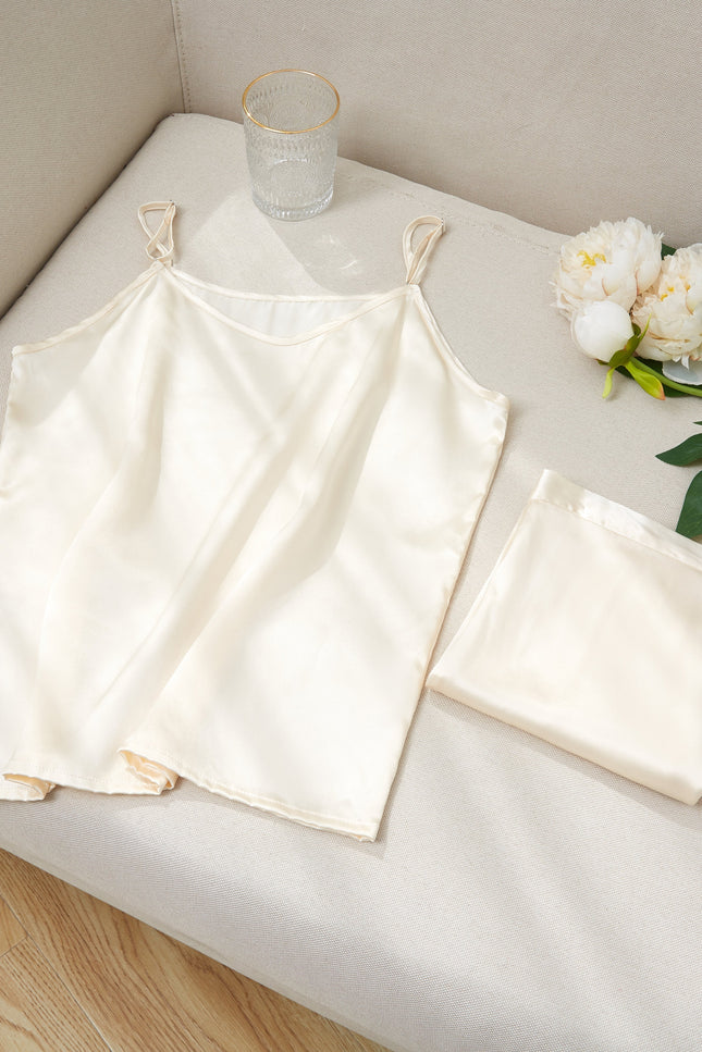 Soft Strokes Silk | Cream Soar Camisole and Shorts Pyjamas Set