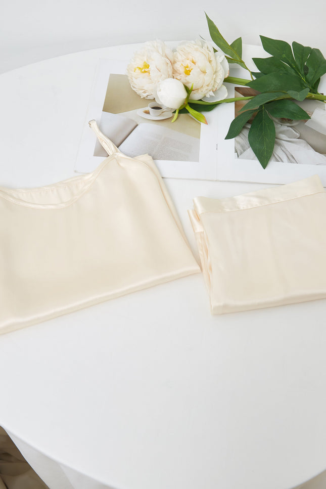 Soft Strokes Silk | Cream Soar Camisole and Shorts Pyjamas Set
