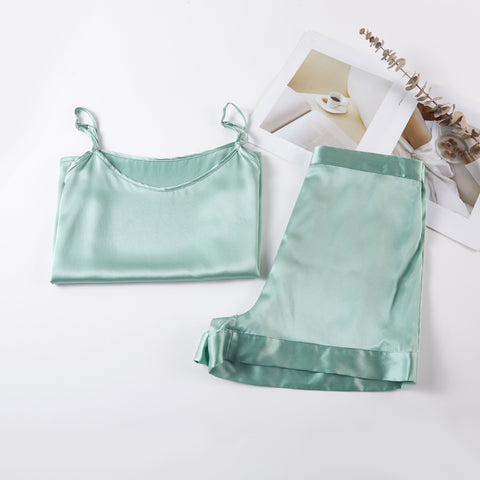 Soft Strokes Silk | Jade Soar High-Waisted Pyjamas Shorts