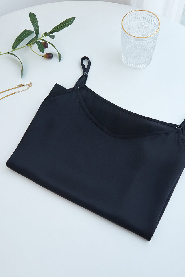 Soft Strokes Silk | Black Soar Camisole and Shorts Pyjamas Set