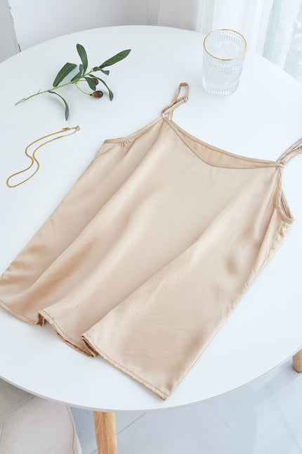 Soft Strokes Silk | Champagne Soar Pyjamas Camisole with Adjustable Straps