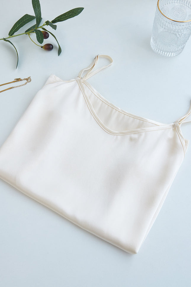 Soft Strokes Silk | Cream Soar Pyjamas Camisole with Adjustable Straps