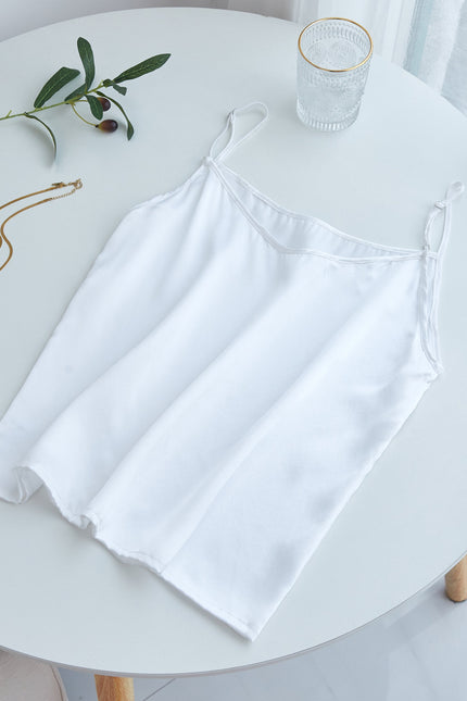 Soft Strokes Silk | Pearl White Soar Pyjamas Camisole with Adjustable Straps