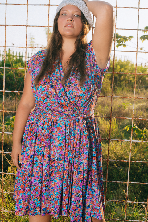 State Of Georgia I THE POINT DRESS SHORT - FLORAL EXPLOSION RASPBERRY