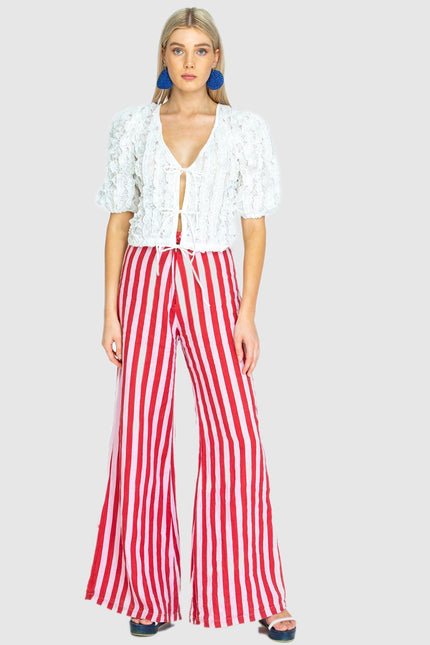 State Of Georgia I BOARDWALK LINEN PANT IN WHIPPY RED/PINK