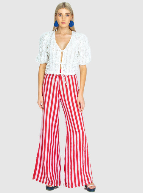 State Of Georgia I BOARDWALK LINEN PANT IN WHIPPY RED/PINK