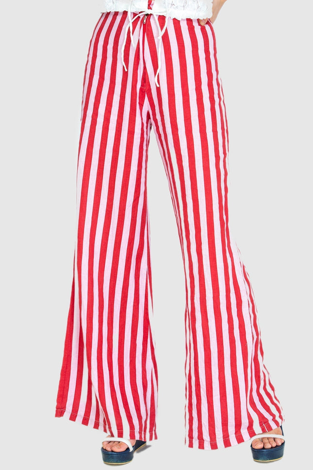State Of Georgia I BOARDWALK LINEN PANT IN WHIPPY RED/PINK