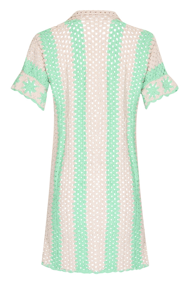 State Of Georgia I THE COVE CROCHET SHIRT DRESS - GREEN STRIPES