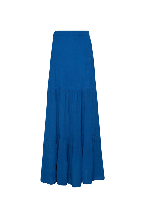 State Of Georgia I THE SKY HIGH WAISTED MAXI SKIRT - BLUE KRINKLE