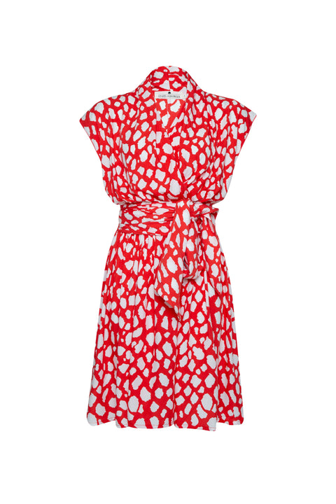 State Of Georgia I THE POINT DRESS SHORT - GIRAFFE RED AND WHITE