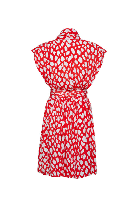 State Of Georgia I THE POINT DRESS SHORT - GIRAFFE RED AND WHITE