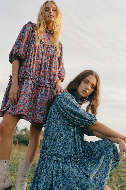 State Of Georgia I THE JONI DRESS - Floral Explosion Blue