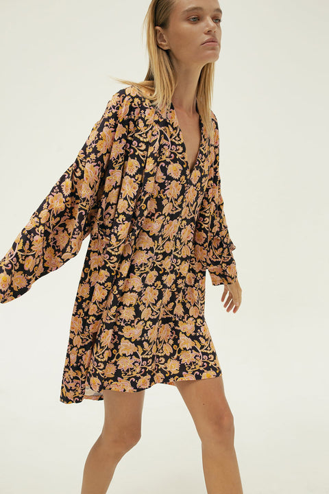 State Of Georgia I THE RISE AND SHINE 3 TIE KAFTAN DRESS - PAISLEY NAGA SMALL