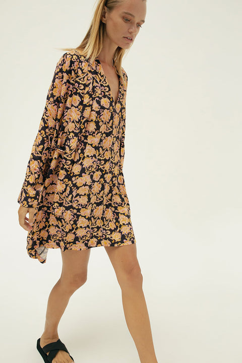 State Of Georgia I THE RISE AND SHINE 3 TIE KAFTAN DRESS - PAISLEY NAGA SMALL