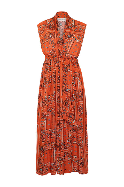 State Of Georgia I THE POINT DRESS MAXI - BANDANA BLOOD ORANGE PRINT