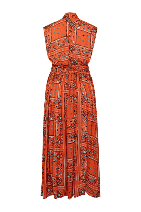 State Of Georgia I THE POINT DRESS MAXI - BANDANA BLOOD ORANGE PRINT