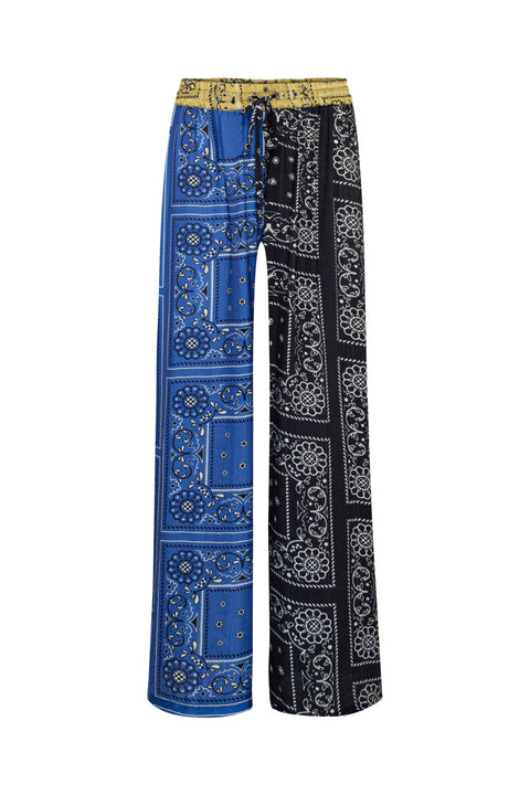 State Of Georgia I PATCHWORK SALLY ELASTIC DRAWSTRING PANTS  - PATCHWORK BANDANA STATE  BLUE/BLACK/LIME