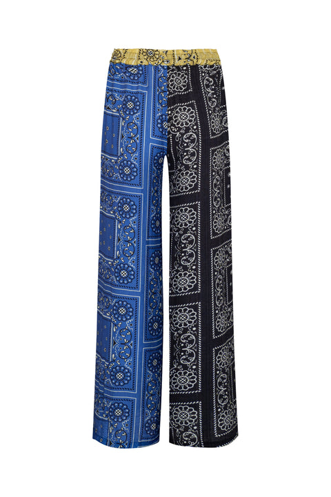 State Of Georgia I PATCHWORK SALLY ELASTIC DRAWSTRING PANTS  - PATCHWORK BANDANA STATE  BLUE/BLACK/LIME