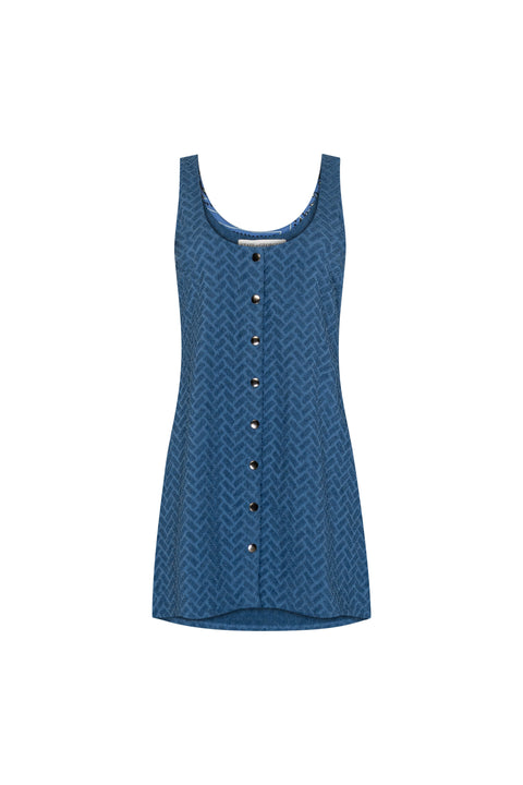 State Of Georgia I TERRINGBONE SINGLET DRESS - CLOUD BLUE