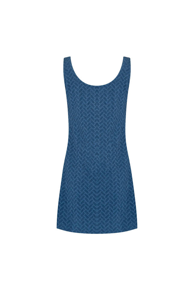 State Of Georgia I TERRINGBONE SINGLET DRESS - CLOUD BLUE