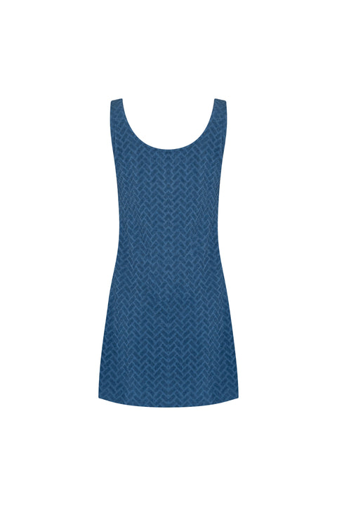 State Of Georgia I TERRINGBONE SINGLET DRESS - CLOUD BLUE