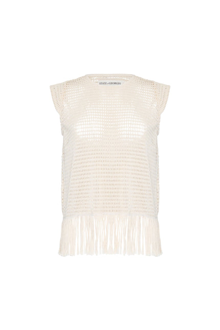 State Of Georgia I THE ERIKA KNITTED TOP - SOFT LATTE CREAM