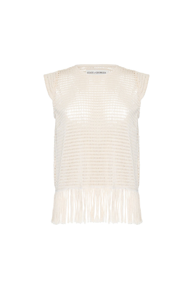 State Of Georgia I THE ERIKA KNITTED TOP - SOFT LATTE CREAM