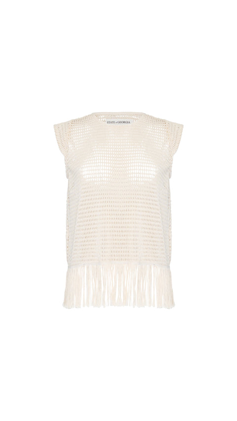 State Of Georgia I THE ERIKA KNITTED TOP - SOFT LATTE CREAM