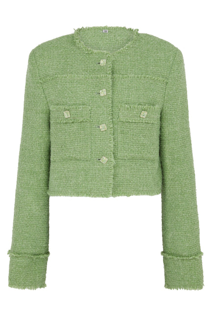 SOUR FIGS Bouclé Tweed Jacket in Pistachio Green