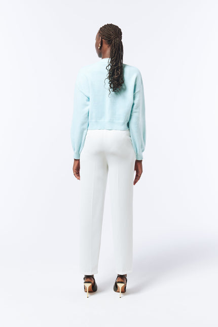 SOUR FIGS Flower Detail Knit Cardigan in Baby Blue