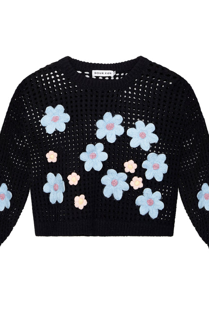 SOUR FIGS Daisy Pattern Jumper in Black