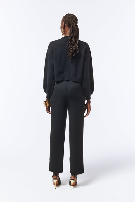 SOUR FIGS Flower Detail Knit Cardigan in Black