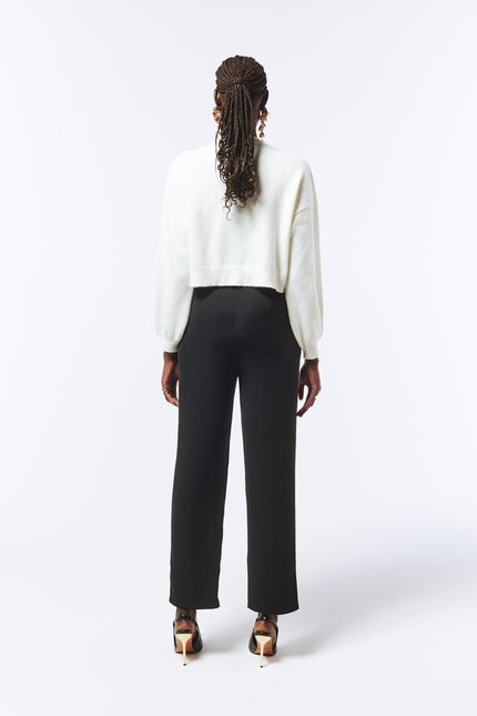 SOUR FIGS Flower Detail Knit Cardigan in Ivory White