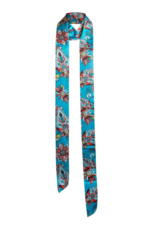 Janara Jones | Blue Floral Paisley Print Twilly Shawl