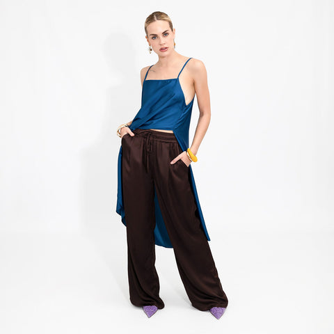 Janara Jones | Spodnie z szerokimi nogawkami czekoladowe